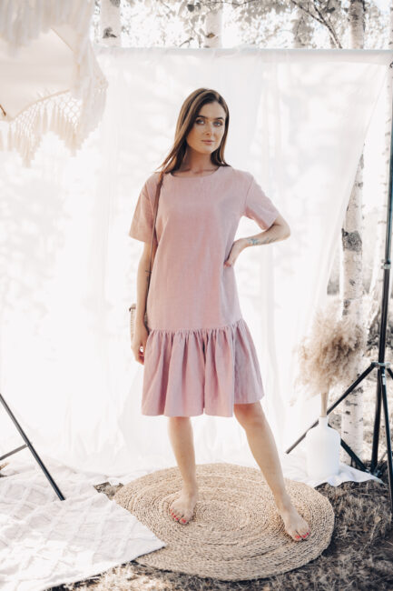 Linane kleit Blossom vanaroosa