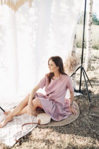 Linane kleit Blossom vanaroosa - Image 4